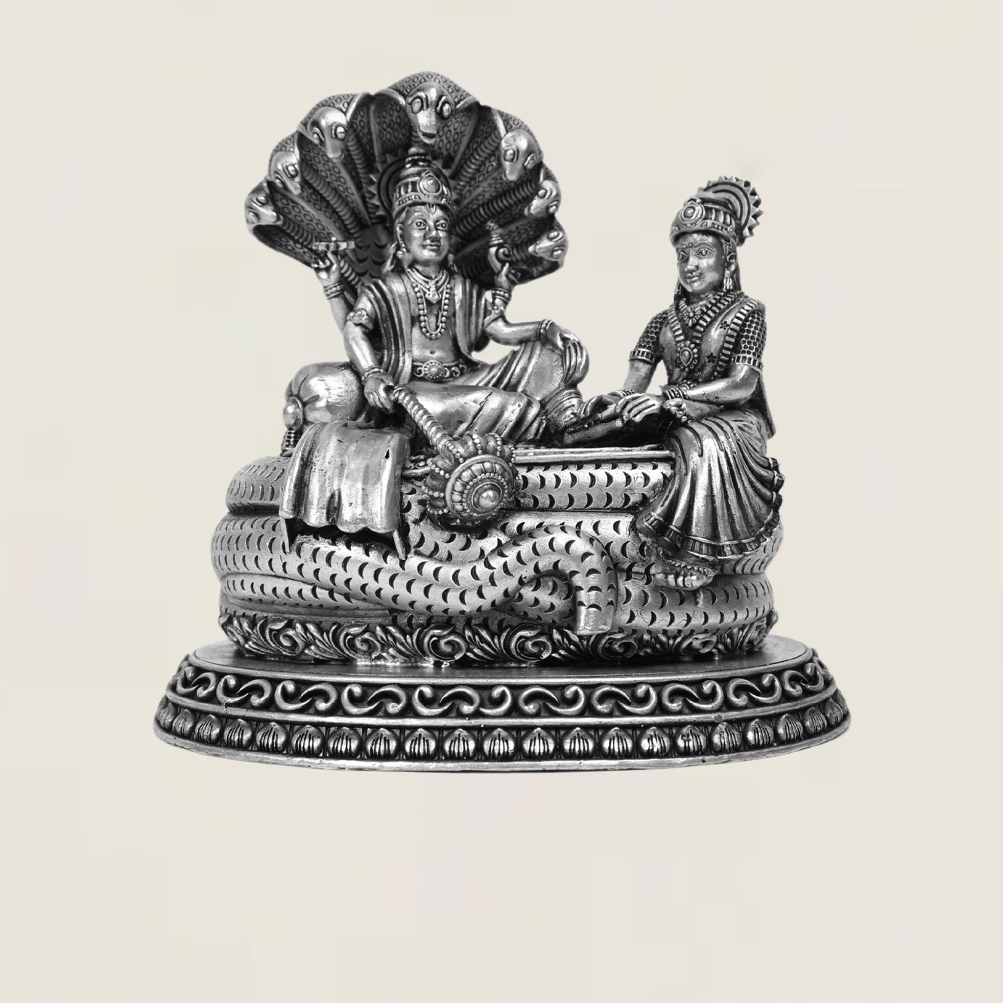 Sheshnag Vishnu Laxmi - Pure 925 Silver Idol