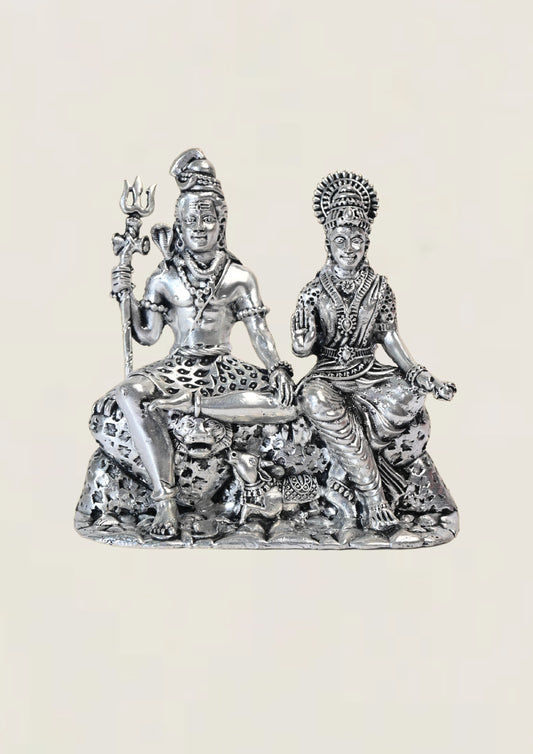 Shiv Parvati - Pure 925 Silver Idol