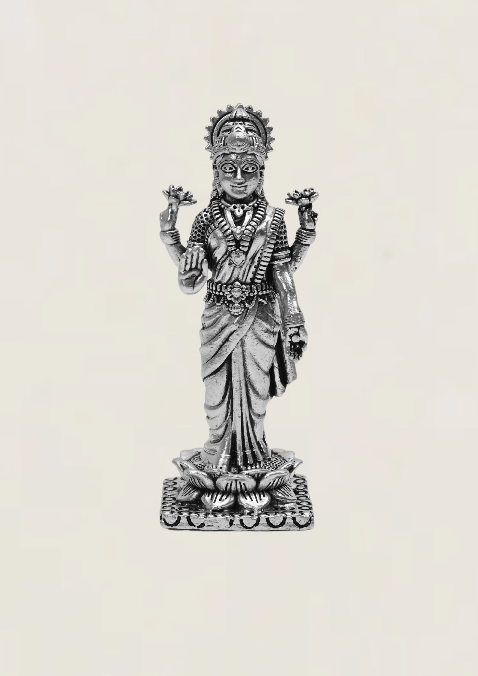 Standing Laxmi - Pure 925 Silver Idol