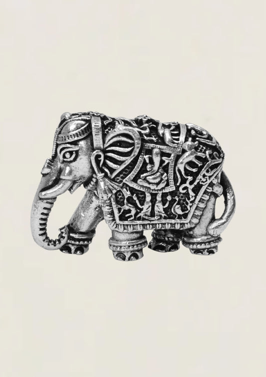 Trunk Down Elephant - Pure 925 Silver Idol