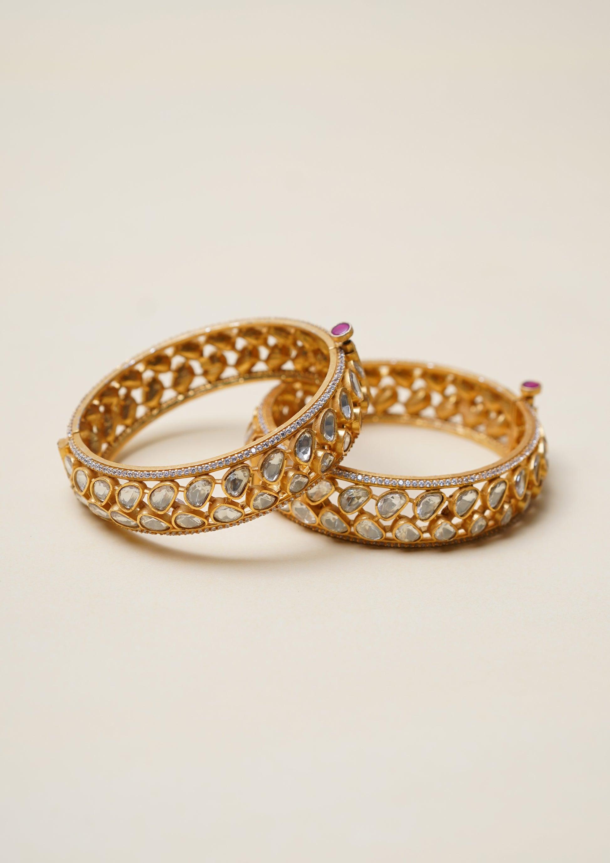 Chandra Kirana Moissanite Gold Finish Bangle Pair