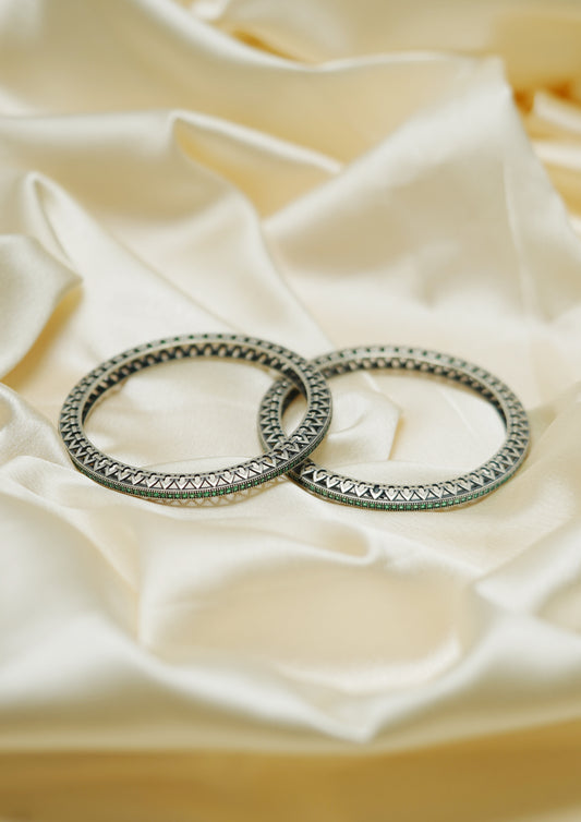 Komal Kankan Premium Oxidized Silver Finish Bangle Pair