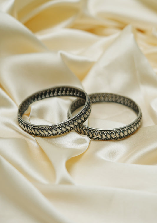 Saundarya Kavya Premium Oxidized Silver Finish Bangle Pair