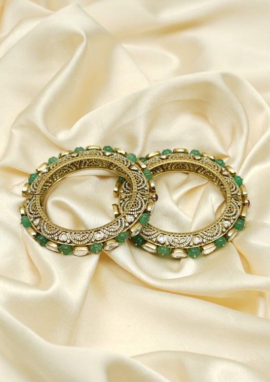 Nava Pushpam Victorian Golden Hue Finish Bangle Pair