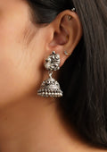 Amrita Chandrika Nakashi Oxidized Silver Finish Jhumki