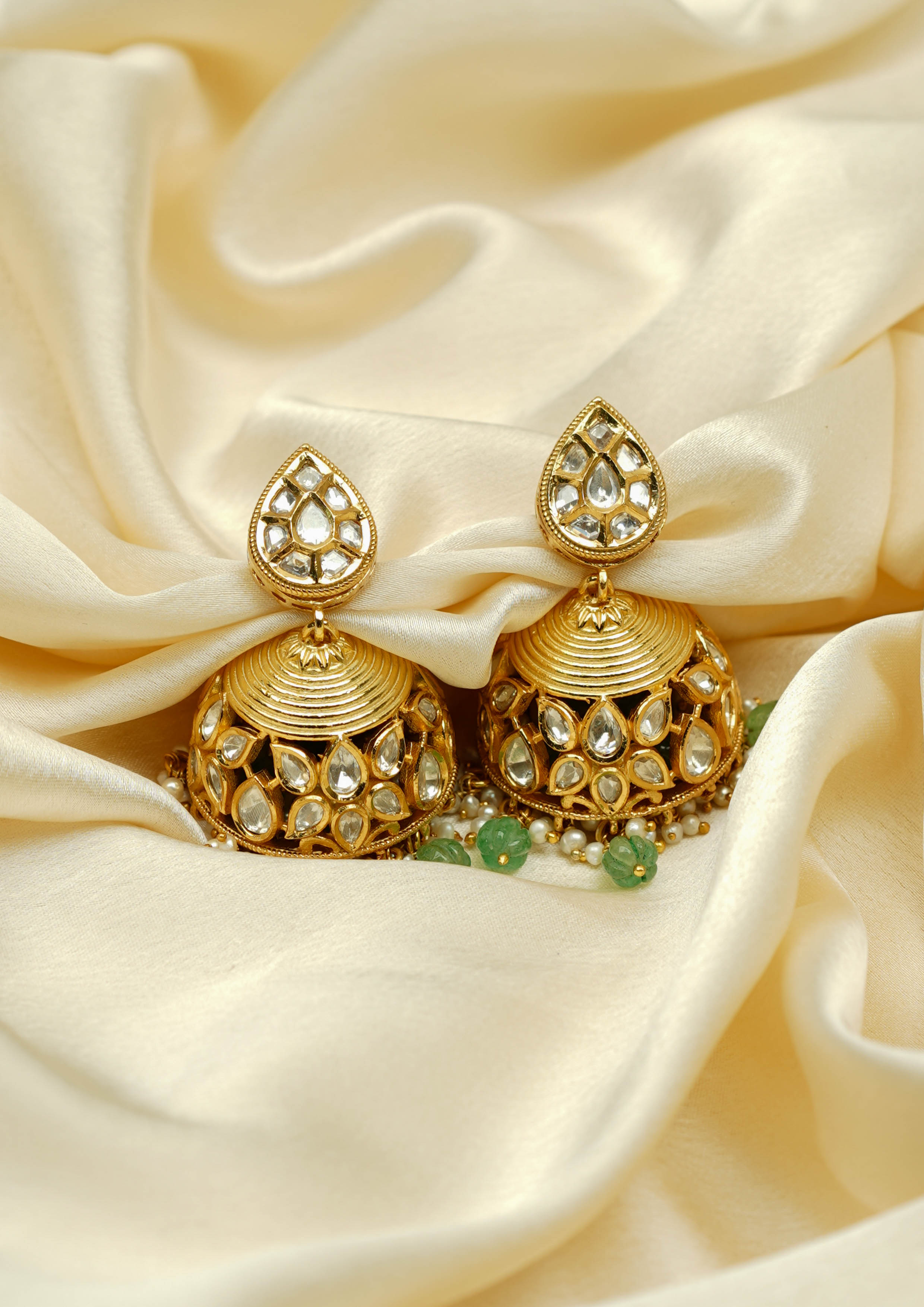 Surya Malika Polki Gold Finish Jhumka