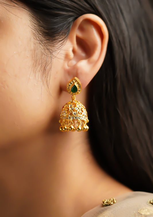 Svara Mudita Premium Gold Finish Jhumki