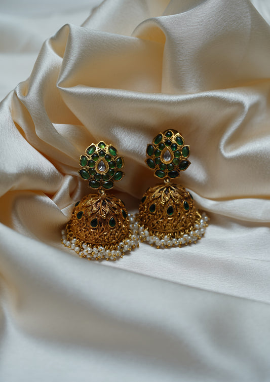 Chandra Veena Premium Gold Finish Jhumki