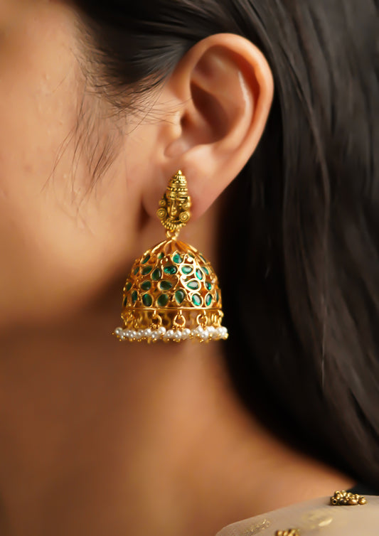 Rasa Ratna Premium Gold Finish Jhumki