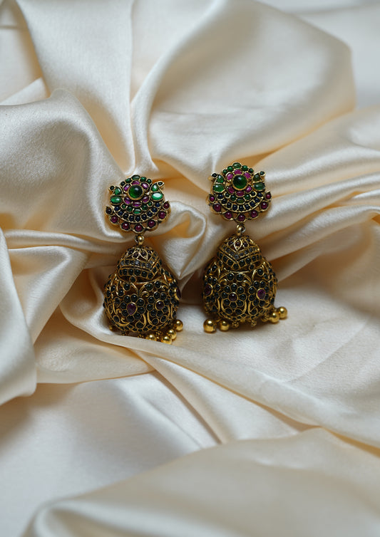 Chaitanya Kantha Premium Gold Finish Jhumki