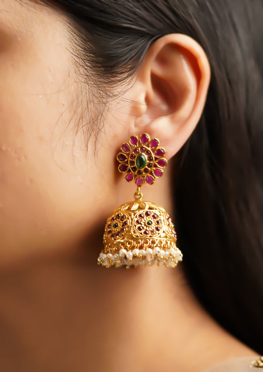 Sringara Saumya Premium Gold Finish Jhumki