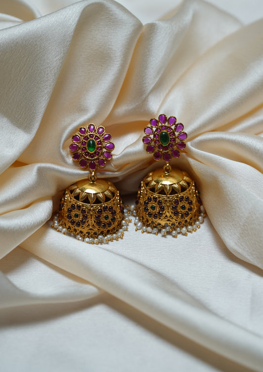 Sringara Saumya Premium Gold Finish Jhumki