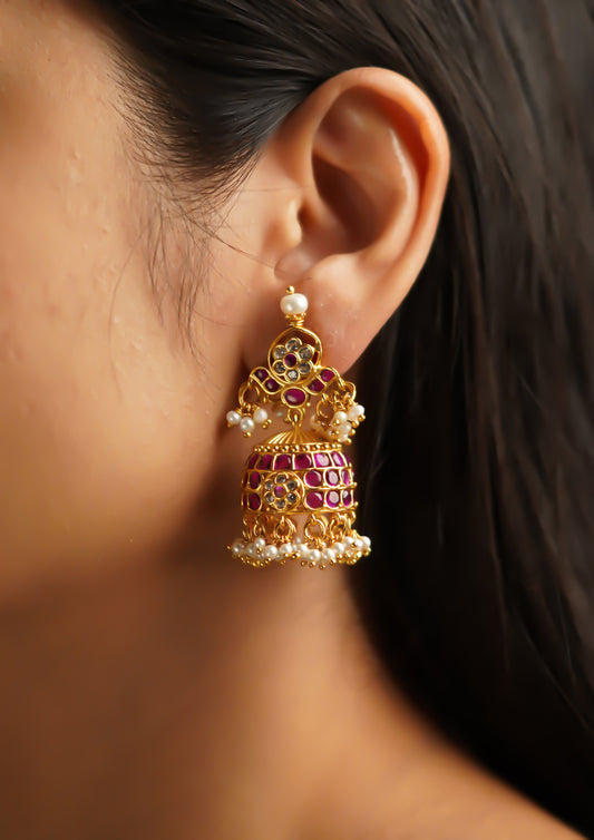 Chandra Nupura Premium Gold Finish Jhumki