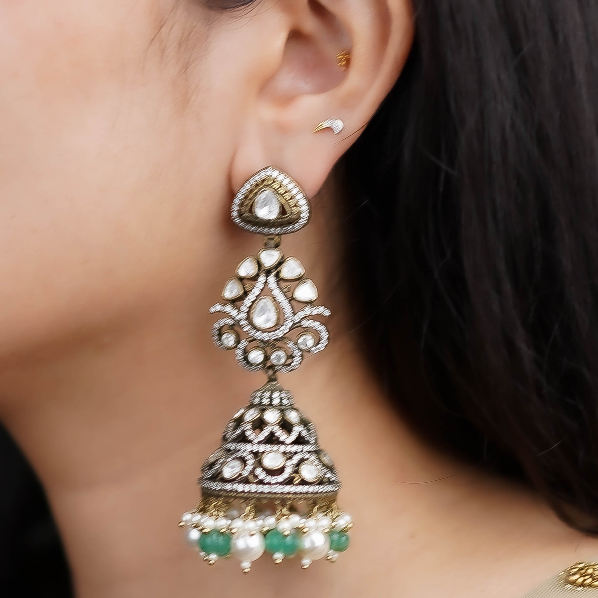 Surabhi Kundala Victorian Golden Hue Finish Jhumka