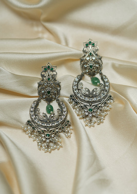 Shobha Tarang Premium Oxidized Silver Finish Chandbali