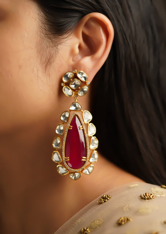 Varada Kanthi Moissanite Gold Finish Dangle