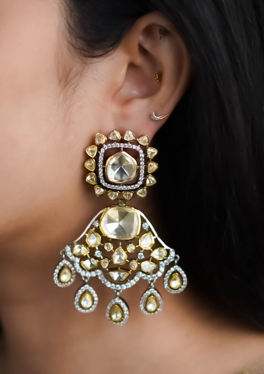 Ananda Harini Moissanite Dual Tone Finish Jhumka