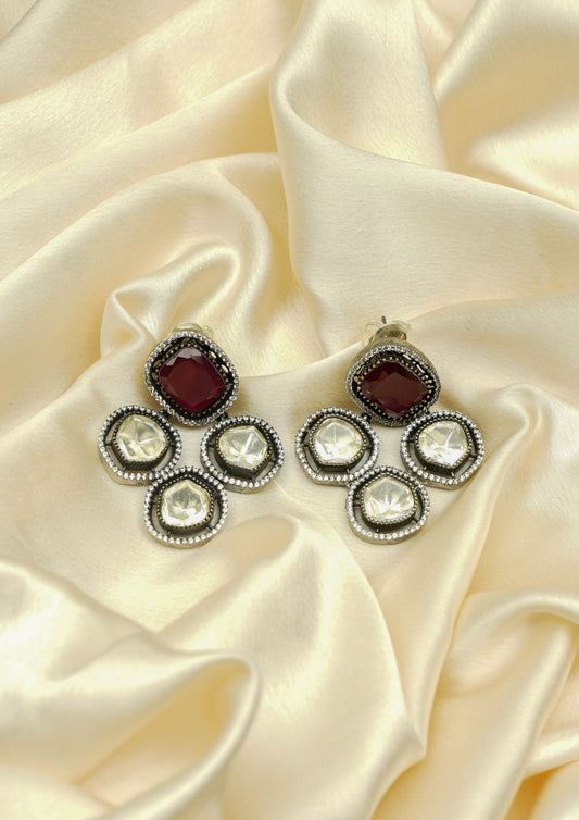 Megha Pushpam Moissanite Oxidized Silver Finish Jhumka