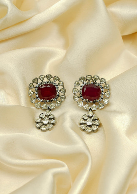 Kalyani Manjari Moissanite Oxidized Silver Finish Jhumka