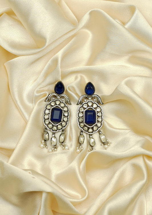 Gauri Ratna Moissanite Oxidized Silver Finish Jhumka