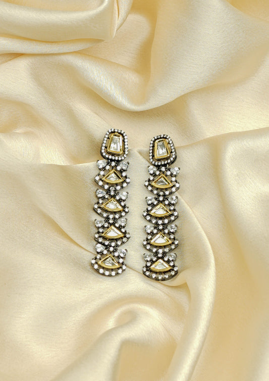 Indira Kiritam Polki Dual Tone Finish Jhumka