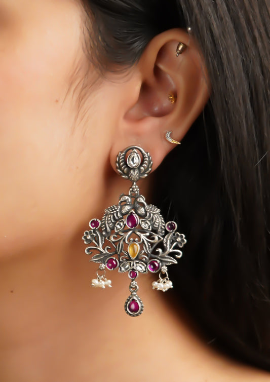 Shanti Abharana Premium Oxidized Silver Finish Dangle