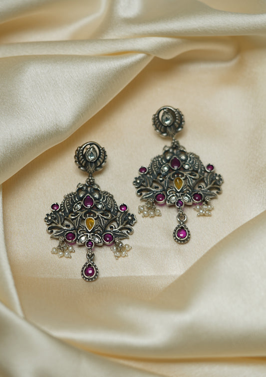 Shanti Abharana Premium Oxidized Silver Finish Dangle