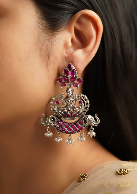 Prakasha Tarangini Premium Oxidized Silver Finish Dangle
