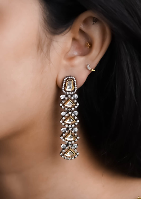 Indira Kiritam Polki Dual Tone Finish Jhumka