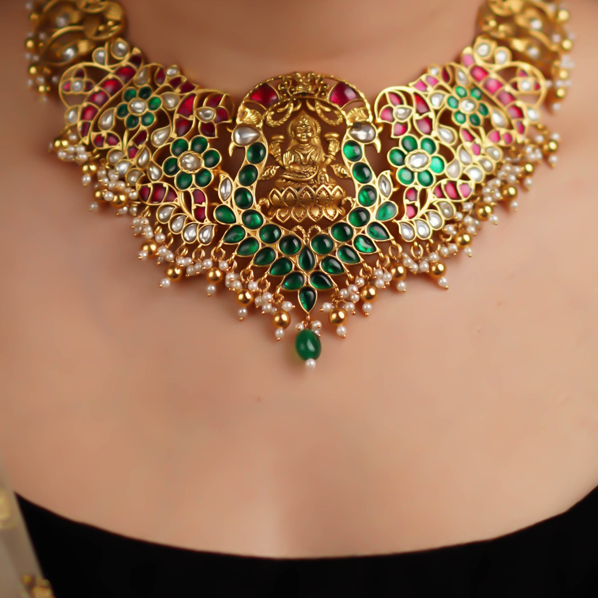 Shiva Malika Kundan Gold Finish Necklace