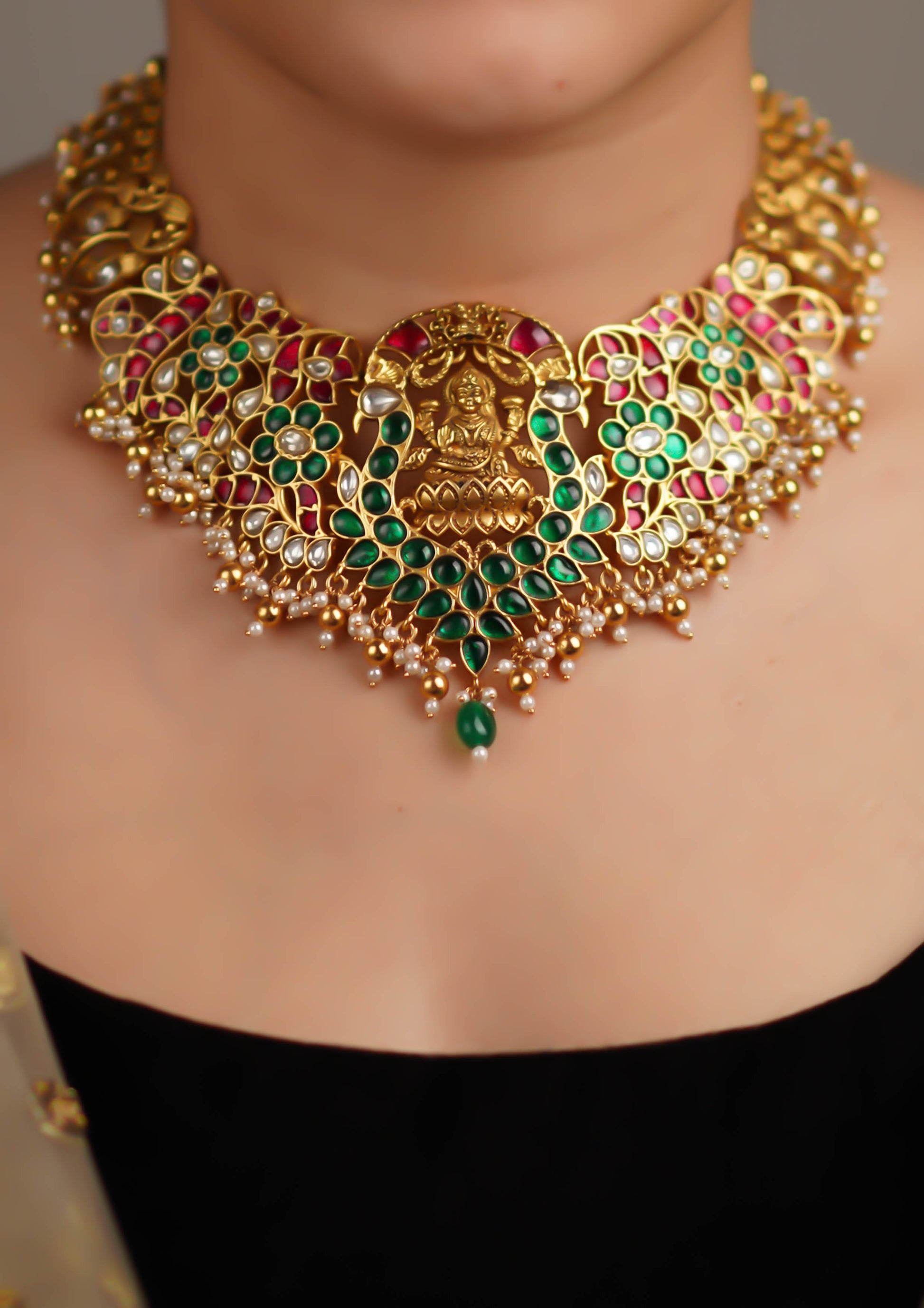 Shiva Malika Kundan Gold Finish Necklace