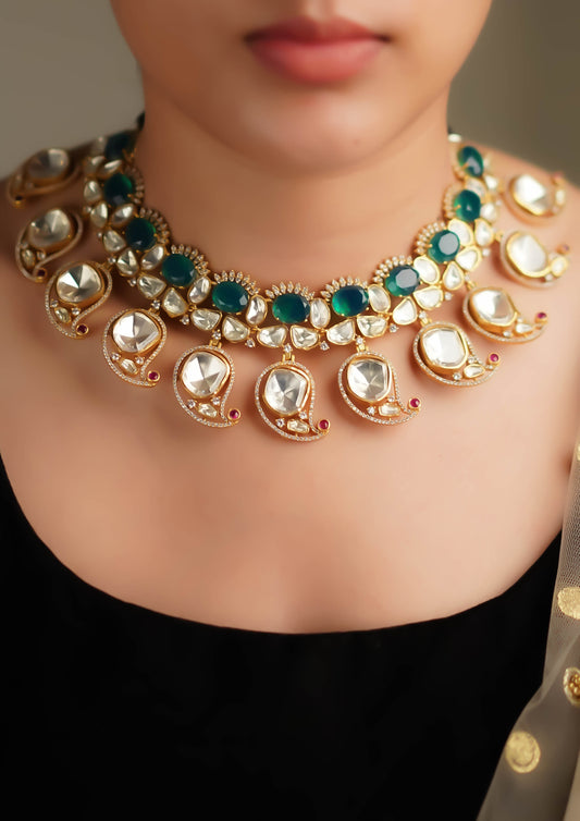 Shubha Shikha Moissanite Gold Finish Necklace