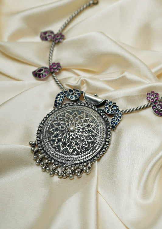 Shubha Rekha Limited Edition Oxidized Silver Finish Necklace