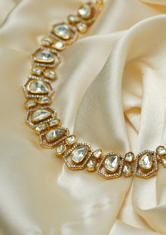 Hiranya Nava Polki Gold Finish Necklace