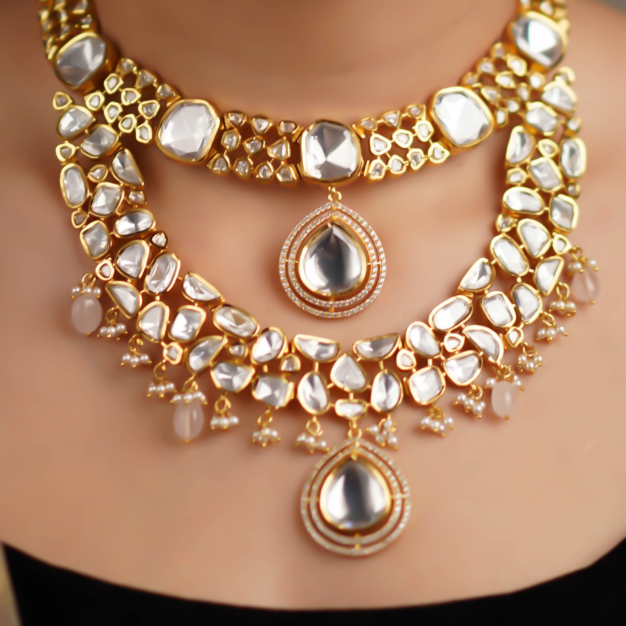 Abhijna Tarangini Polki Gold Finish Necklace