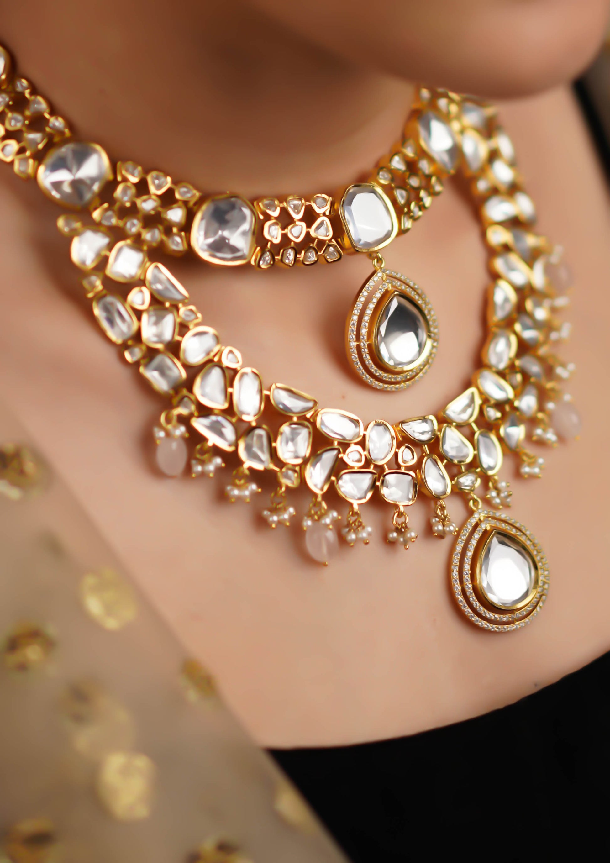 Abhijna Tarangini Polki Gold Finish Necklace