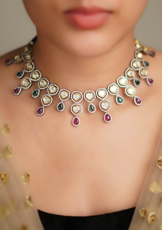 Hiranya Varna Polki Dual Tone Finish Necklace