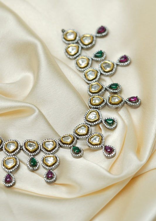 Hiranya Varna Polki Dual Tone Finish Necklace