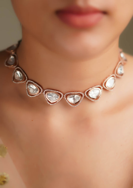 Samhita Kusuma Polki Rose Gold Finish Necklace