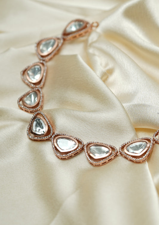 Samhita Kusuma Polki Rose Gold Finish Necklace