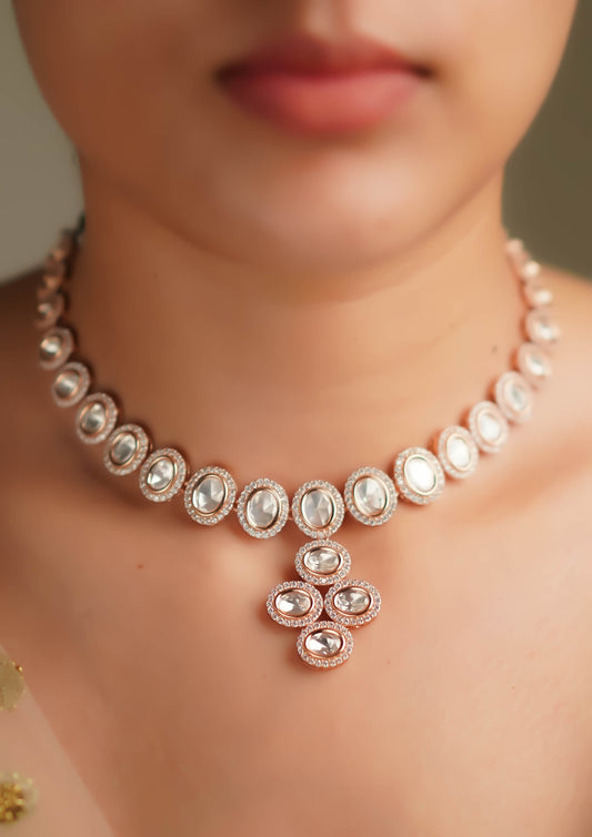 Ratna Tarangini Polki Rose Gold Finish Necklace