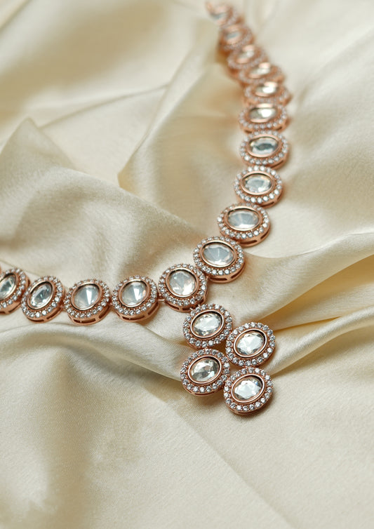 Ratna Tarangini Polki Rose Gold Finish Necklace
