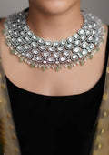 Nava Malika Polki Oxidized Silver Finish Necklace