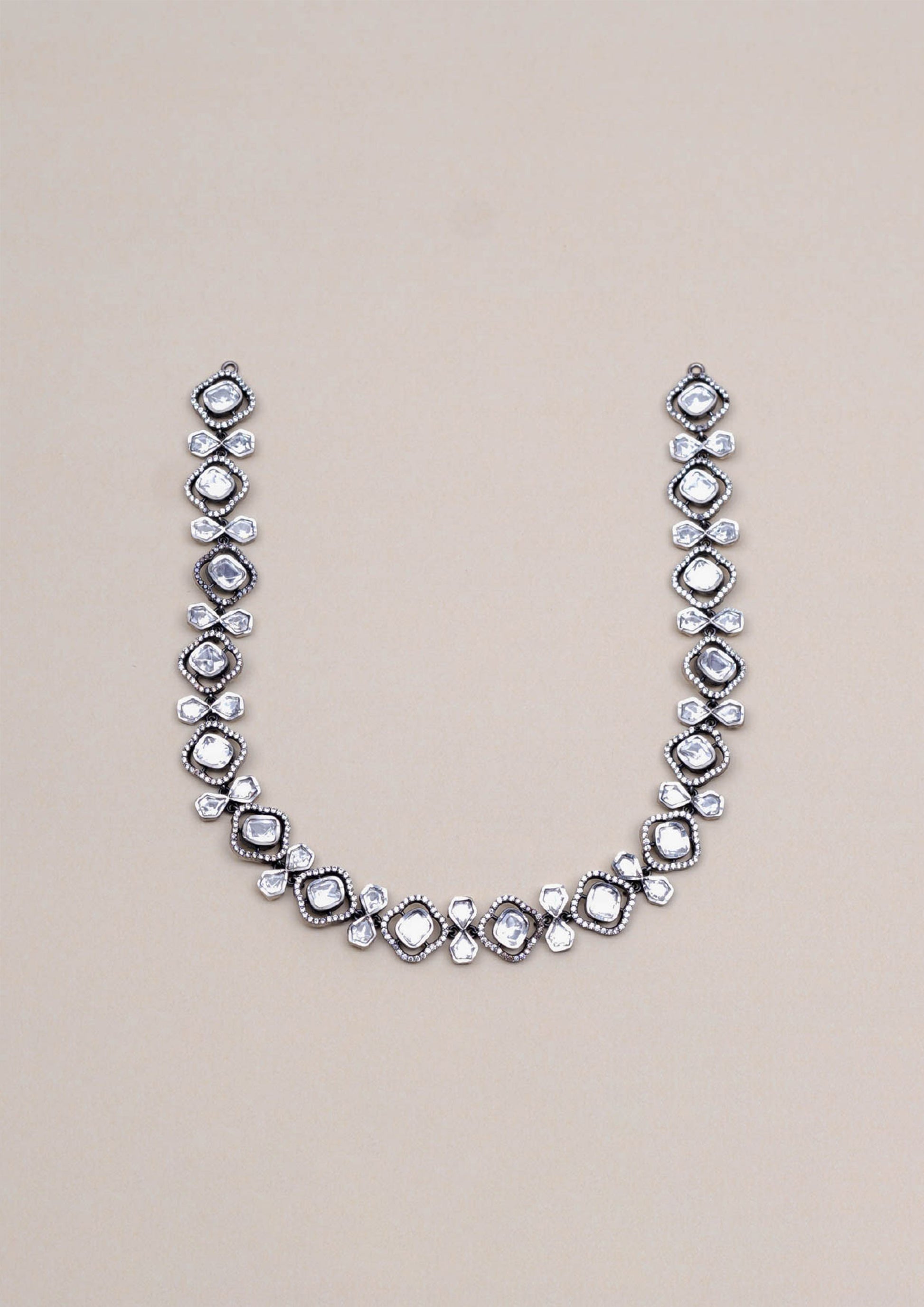 Bhairava Kanti Polki Oxidized Silver Finish Necklace