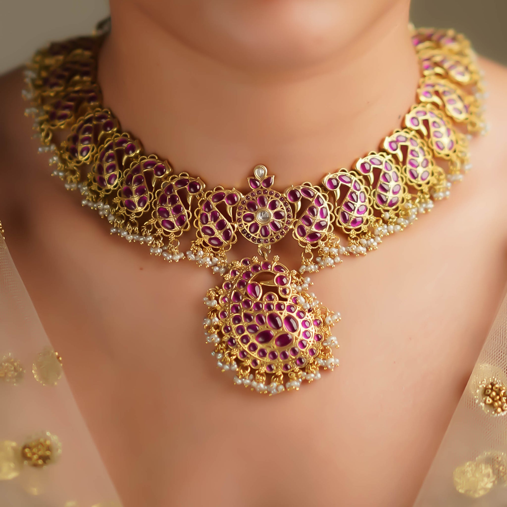 Pushpa Mala Premium Gold Finish Necklace