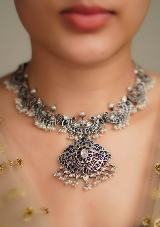 Vasudha Shringara Premium Oxidized Silver Finish Necklace