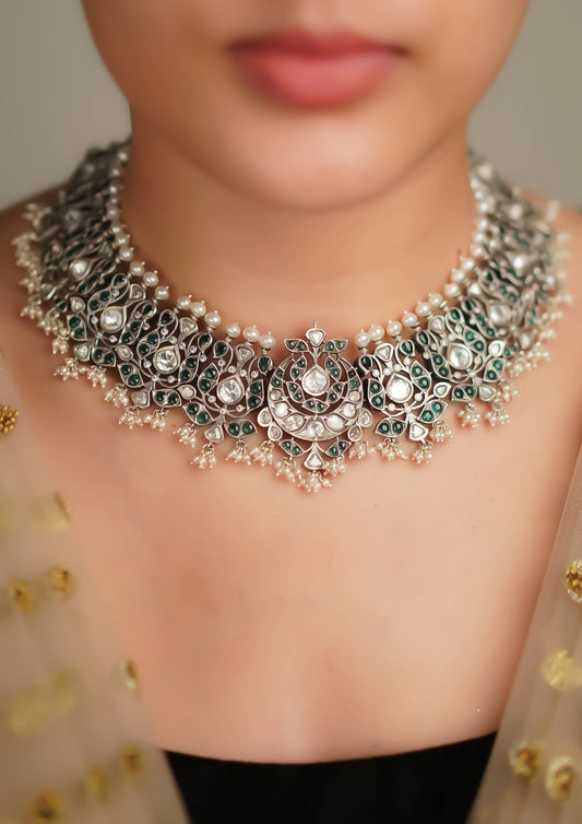 Ratna Lata Premium Oxidized Silver Finish Necklace