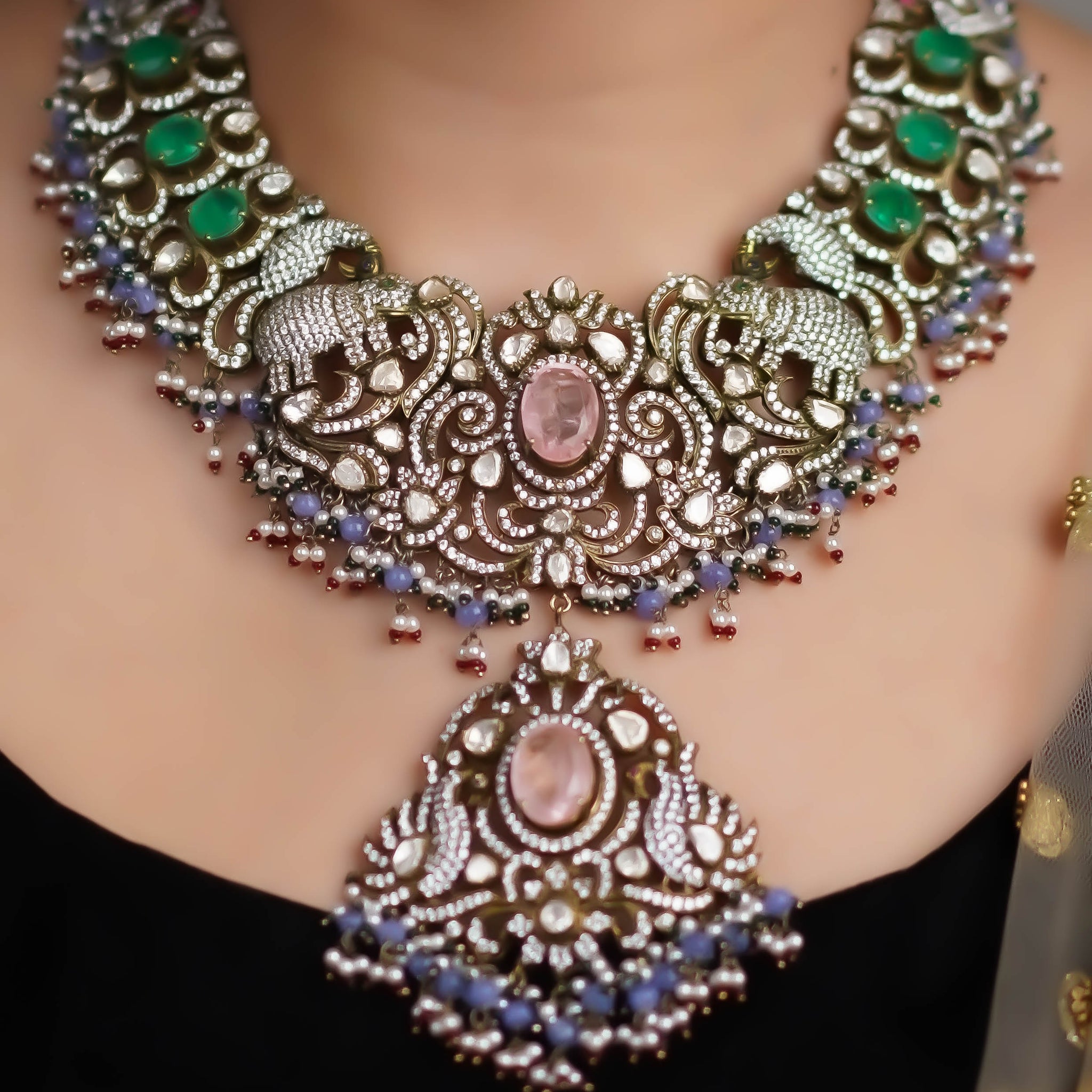 Indira Haarika Victorian Golden Hue Finish Necklace
