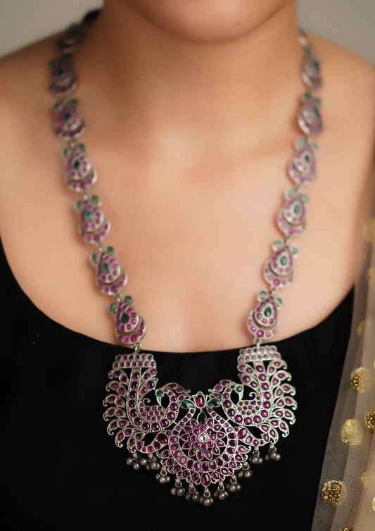 Shobha Ratnavali Premium Oxidized Silver Finish Haar