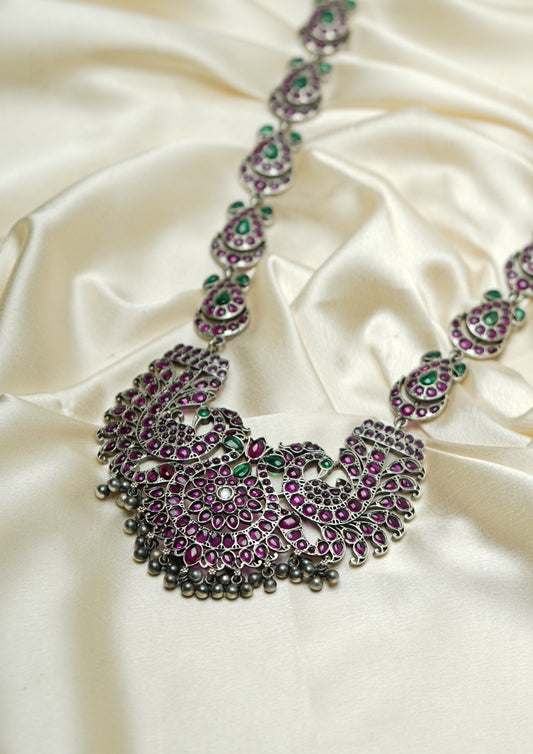 Shobha Ratnavali Premium Oxidized Silver Finish Haar